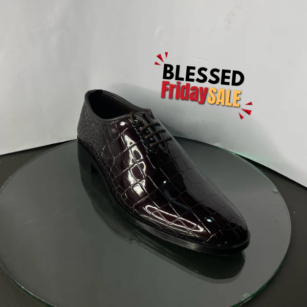 Patent Croc Laceup mahroon