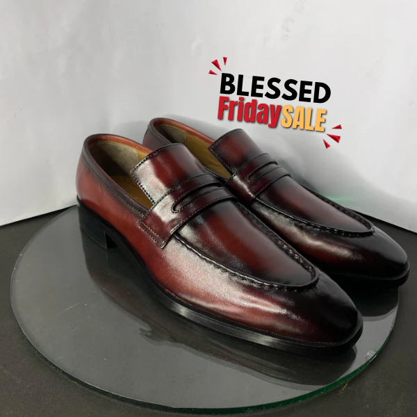 Burgundy penny loafers