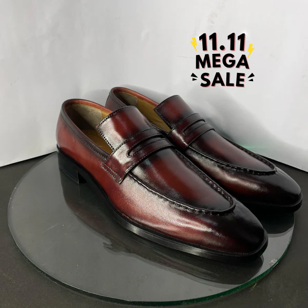 Burgundy penny loafers