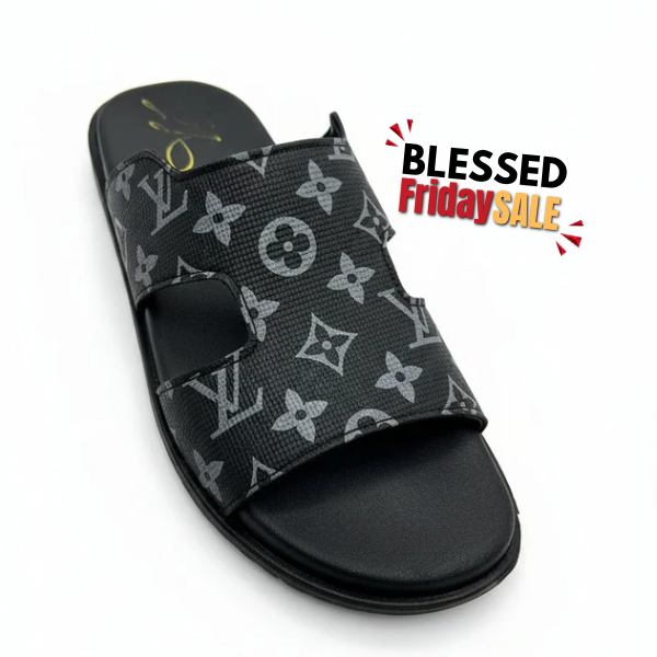 Black LV Slipper