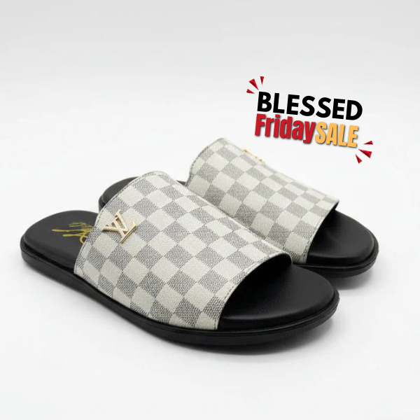 White LV Slipper